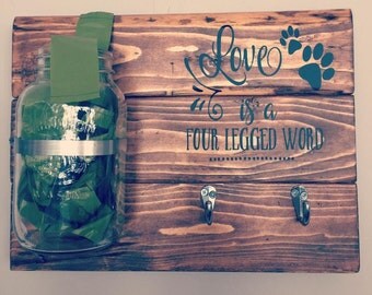Dog Leash Holder, Dog Treat Holder, Treat and Leash Holder, Mason Jar Decor, Dog Organizer, Dog Wall Organizer, Mudroom Decor, Dog Lover