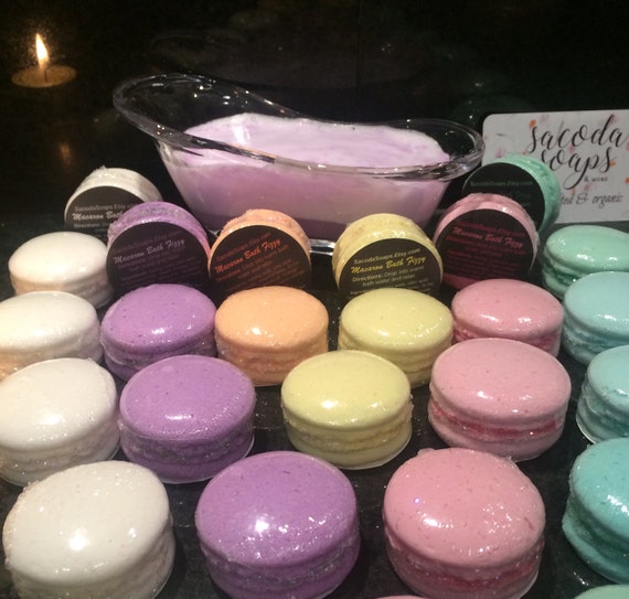 The Original French Macaron Bath Bomb Fizzy by SaCoDaSoaps on Etsy