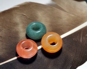 Set dread beads dreadlocks hair jewellery natural stones large hole bead dreadheads dreadbead dreadlocks jewellery rastabead "Stone"