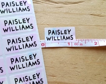 72 Medium Pearlescent Pink -Waterproof Name Stickers- Daycare Labels- School Labels