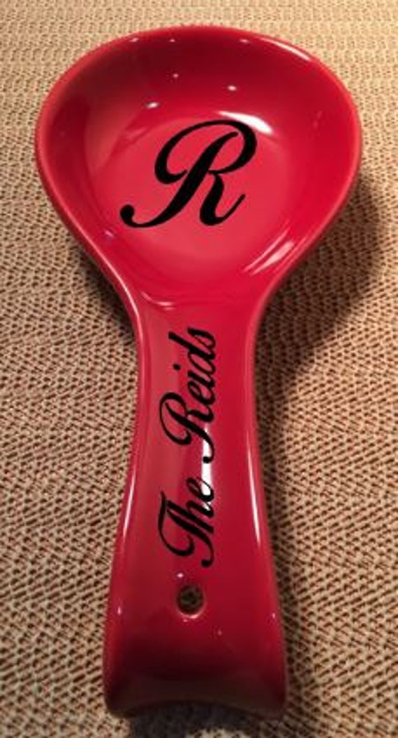 Red Ceramic Spoon Rest Personalized Spoon Rest Wedding Gift