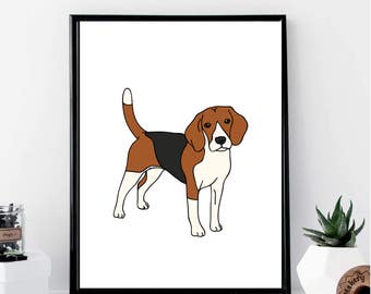Beagle Drawing Print // Minimalist // Wall Art // Office DIY // Scandinavian // Modern Office // Fashion Poster // Dog Poster // Modern