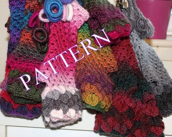 PDF PATTERN long Dragon Gloves Dragon Scale Gloves Fingerless Crocodile Stitch Game of Thrones Arm warmers crochet pattern 244-4
