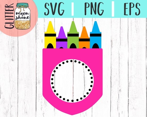 Download Crayon Pocket Monogram svg eps png cutting files for silhouette cameo cricut, Teacher, Teaching ...