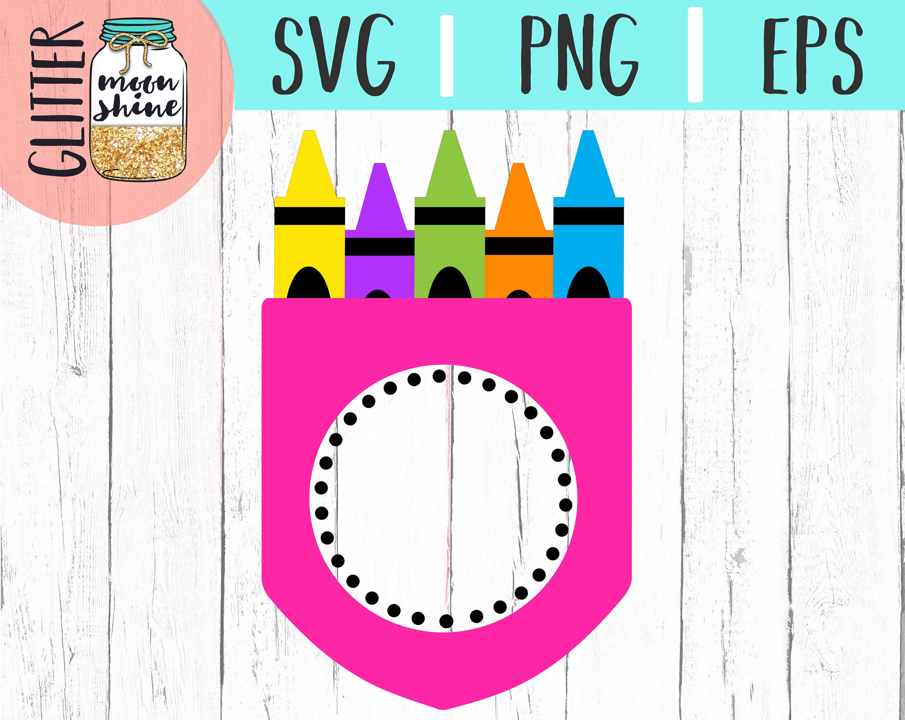 Crayon Pocket Monogram svg eps png cutting files for ...