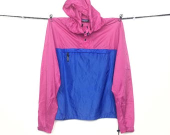 Vintage Patagonia Color Block Windbreaker | Vintage Patagonia Blue Pink Neon Sweater | Vintage 80s Patagonia Lightweight Nylon
