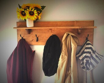 Rustic Coat Hanger with Shelf