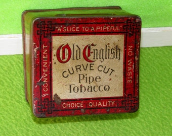 Antique Tobacco Tin, Old English Curve Cut Pipe Tobacco, Early 1900's
