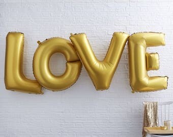 Giant Gold Love Balloon 40" | Love Decorations | Wedding Balloons | Engagement Party Balloons | Valentines Day Balloons | Wedding Decor
