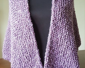Hand Made, Hand Knit Chunky Purple Shawl, Shawlette, Women's Accessory, shoulder Warmer