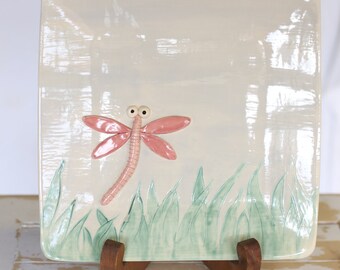 Handmade Pottery Dragonfly Tray