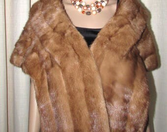 Vintage beautiful pastel mink fur stole / Très belle étole de vison pastel vintage size large 62" x 12"