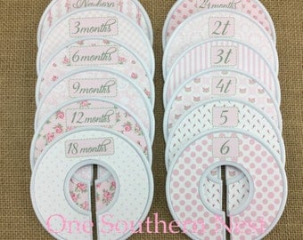 Closet Dividers, Baby Shower Gift, Newborn Baby Gift, Infant, Baby, Toddler, size dividers the perfect gift for any baby girl. Pink & White