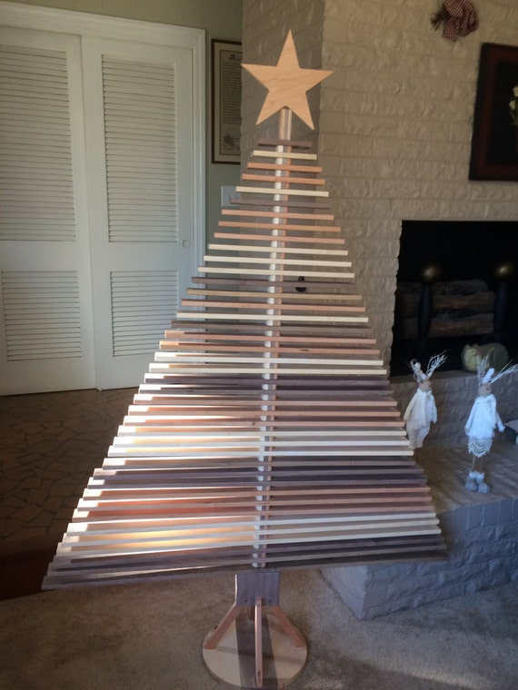 Large Wooden Christmas Tree with Rotating Slats