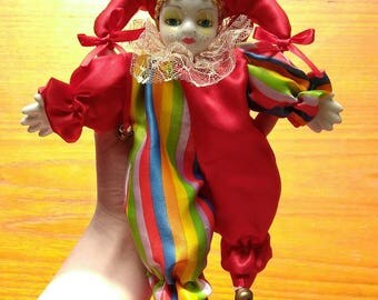 Rainbow Harlequin Jester Doll