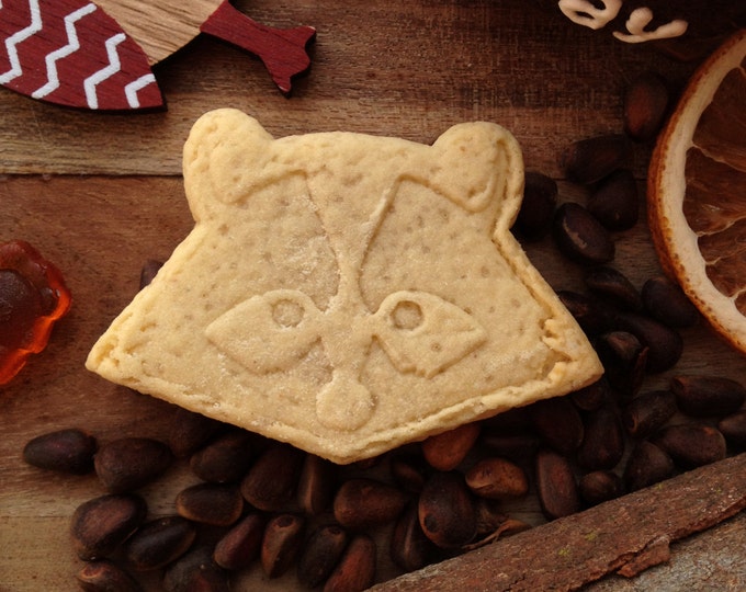Raccoon cookie cutter. Raccoon cookie stamp. Animal cookies