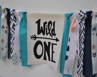 WILD ONE Birthday banner, Tribal 1st birthday highchair garland, boy 1st birthday banner, boy first birthday photo prop