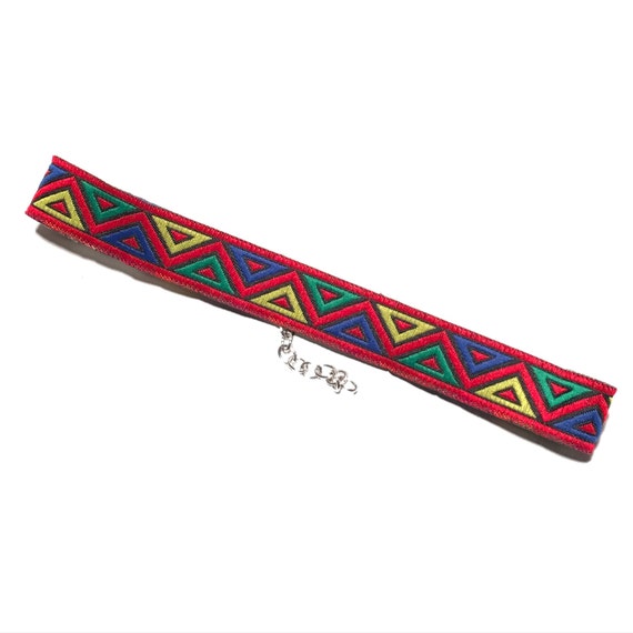 Retro Pattern Choker | Red | Blue | Yellow | Green | Geometric | 90s Inspired choker | RETRO RED