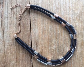 Gold and Silver Tone Rope Statement Necklace