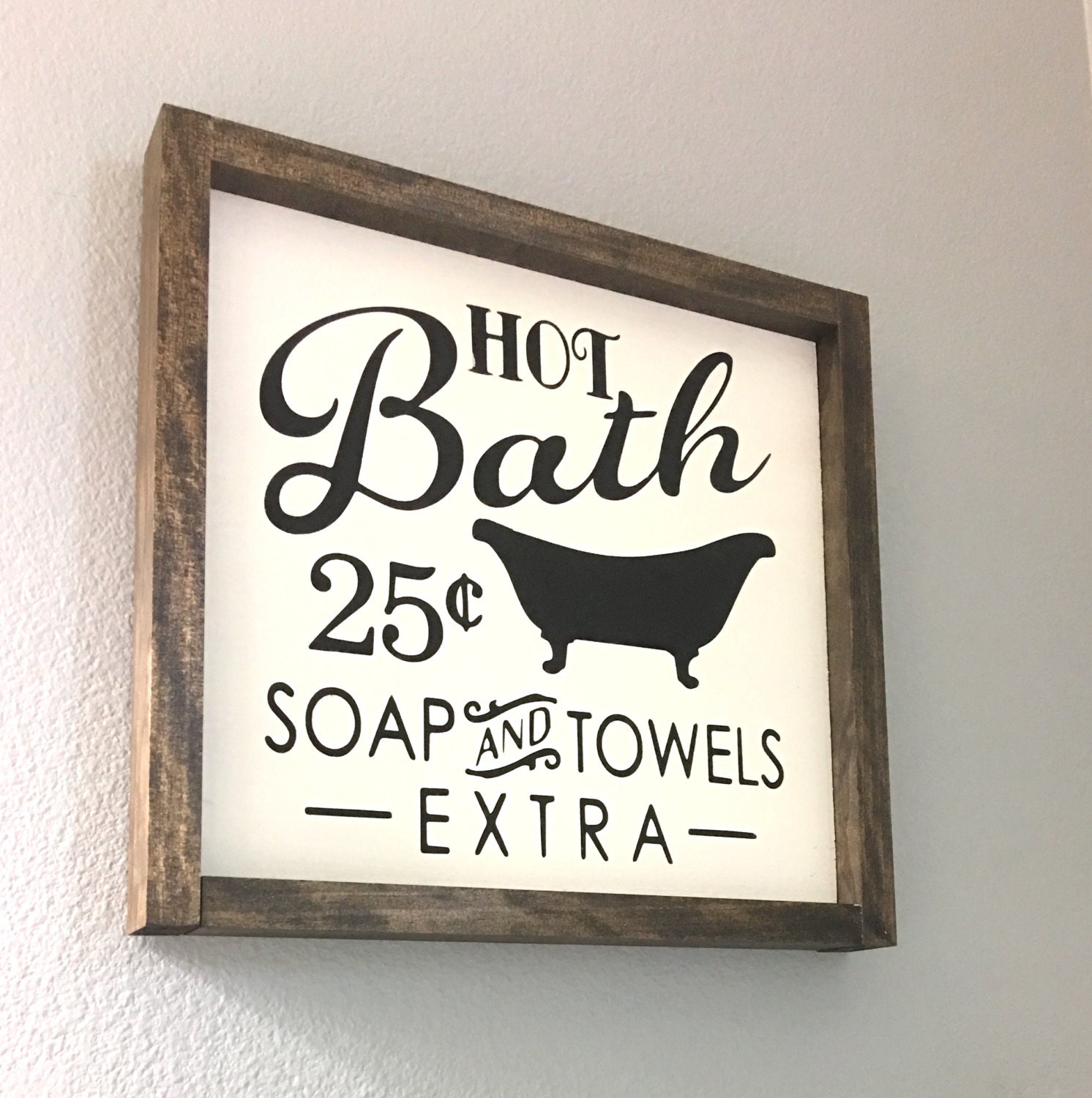 Hot Bath 25 Cents Bathroom Decor Rustic Wood Sign   Il Fullxfull.1125029353 Tsre 