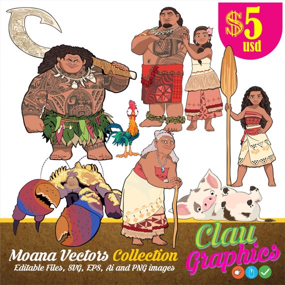 Download MOANA movie digital collection SVG patterns and editable