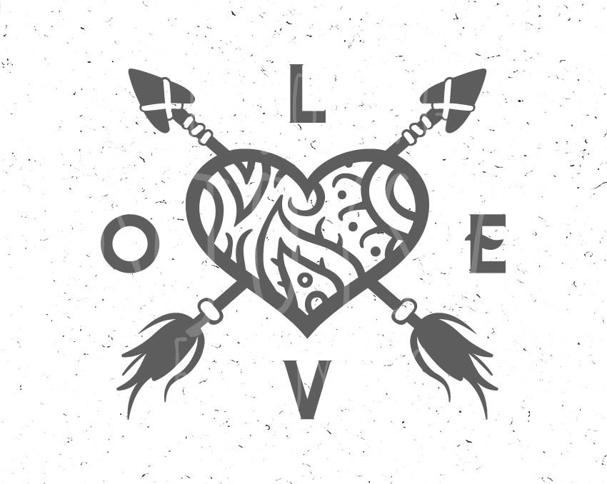 Download Love svg Boho svg Heart svg Arrow svg Love SVG file Feathers