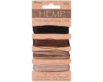 Hemp Cord Set, 4 Colors, Assorted Earthy Colors, 10lb, 42' (12.8m) per Color