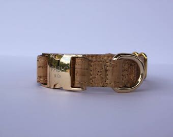 Mr. & Mrs. Cork Dog Collar Gold Hardware Adjustable Designer Dog Accessories Pet Fashion Stylish Classic Dapper Cat Pablo and Co