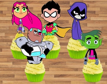 Teen Titans Go Inspired Cupcake Toppers Teen Titans Go Cake Toppers Teen Titans Go Birthday Decoration Teen Titans Go Cupcake Toppers