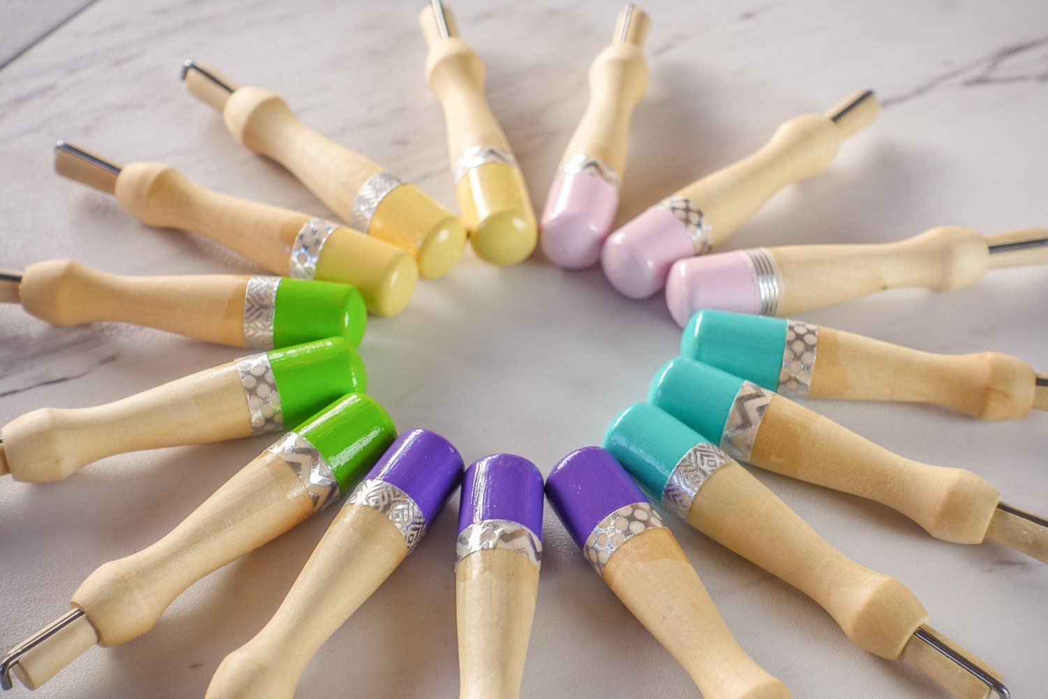 Pick 3 Colored Wooden Handle for Needle Felting