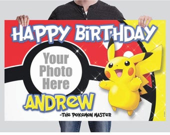 BANNER - Pikachu Birthday Banner - Pokemon Party