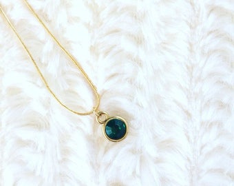 Emerald Birthstone Necklace | Emerald Green Necklace | May Birthstone | Birthday Gift | Emerald Jewelry | Gift for Friend | Birthstone Charm
