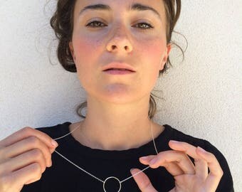 Collier minimaliste chaine en argent sterling et anneau argent et or