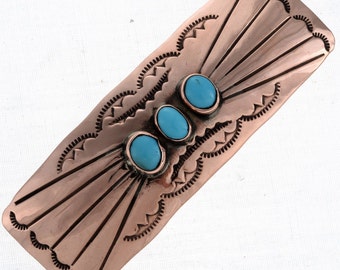 Navajo Copper Hair Barrette Sleeping Beauty Nuggets