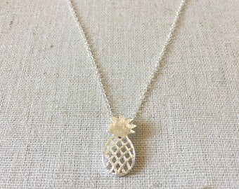 Pineapple Necklace, Fruit Necklace, Pineapple Charm, Silver Necklace, Layering Necklace, Delicate Necklace, Dainty Necklace, Birthday gift,