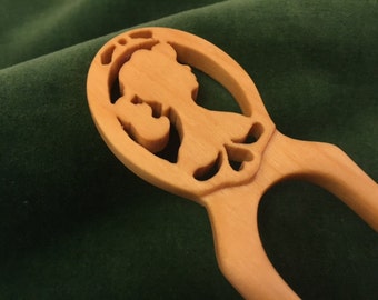 Wooden Hand Carved Hair Fork