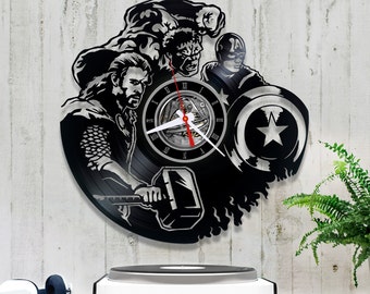 The Avengers Vinyl Record Clock 0/2/4/Wall Vinyl Clock/Thor Vinyl Clock/Original Clock/Marvel Vinyl Clock/Captain America/Vinyl Wall Clock