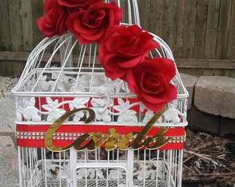 Large Red Wedding Card Box / Wedding Card Holder / Birdcage Card Holder / Wedding/ Card Box/Bird Cage/ Reception