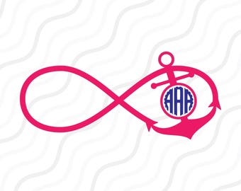 Infinity Anchor Monogram SVG, Anchor SVG, Infinity SVG Cut table Design,svg,dxf,png Use With Silhouette Studio & Cricut_Instant Download