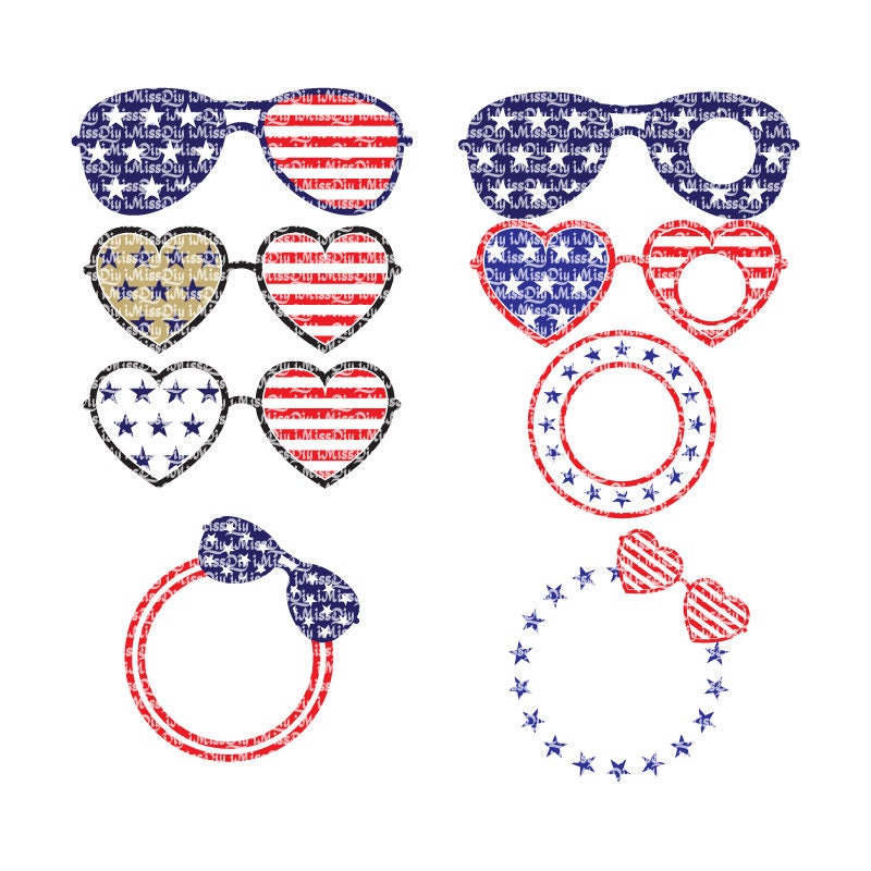 Download Us American flag sunglasses svg monogram frame DXF cut ...