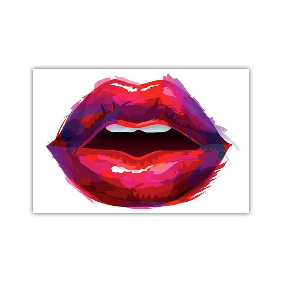 Luscious Lips Canvas Print Pop Art Red Wall Decor Large