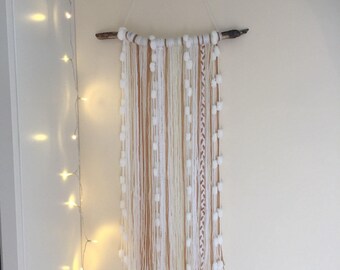 Woven Wall Hanging, Weaving, Woven Wall Art, Wall Weaving, Woven tapestry, Yarn Wall Hanging, Driftwood, Nursery.