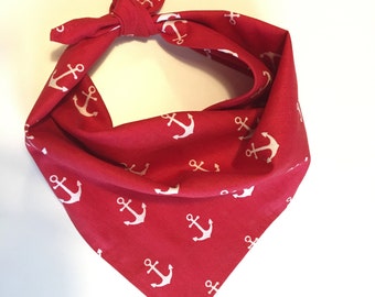 Dog Bandana - Hunde Bandana - Red Anchors - Rote Anker