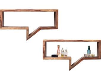 Wooden Wall Shelf Speech Bubble, set of 2 pieces, wood, comics, made to order