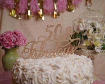 50 and fabulous birthday cake topper 50 fabulous glitter cake topper 50th birthday - 50th Birthday Party Decorations 50 and fabulous birthday cake topper 50 fabulous glitter cake topper 50th birthday - 50th Birthday Party Decorations