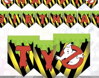Ghostbusters Birthday Banner bunting Digital Download Printable Ghostbusters Party