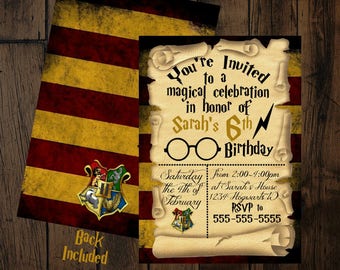 Harry potter birthday invitation – Etsy