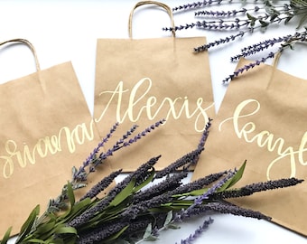 Custom Gift Bags | Personalized Gift Bags | 8"x10" Kraft Paper Bag | Embossed | Gifts | Goodie Bag | Calligraphy |
