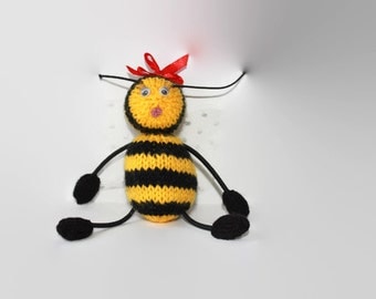 Stuffed Bee, Toy Bee, Knit Bee, Hand Knit, Soft Knit Toy, Kids Toy, All Handmade, Knit Toy, Baby Gift.
