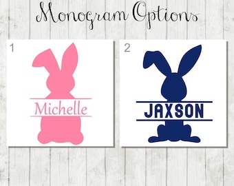Personalized Easter Bunny Decal - DIY Easter Bucket Decal - Easter Decal - Bunny Monogram - Easter Bunny Decal - Easter Gift - Bunny Decal